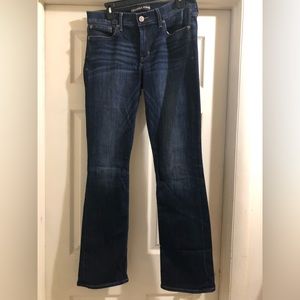 Express dark wash jeans, mid rise barley boot cut